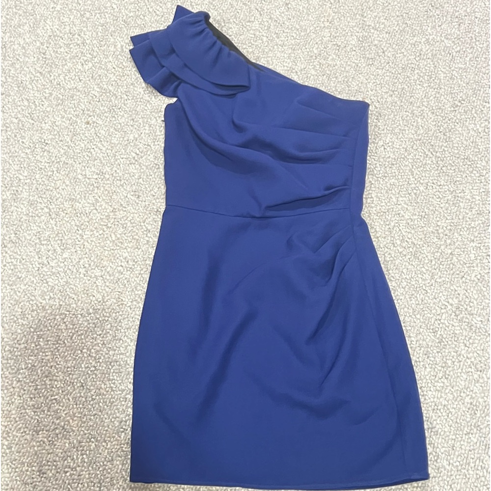 Shoshanna navy one shoulder dress